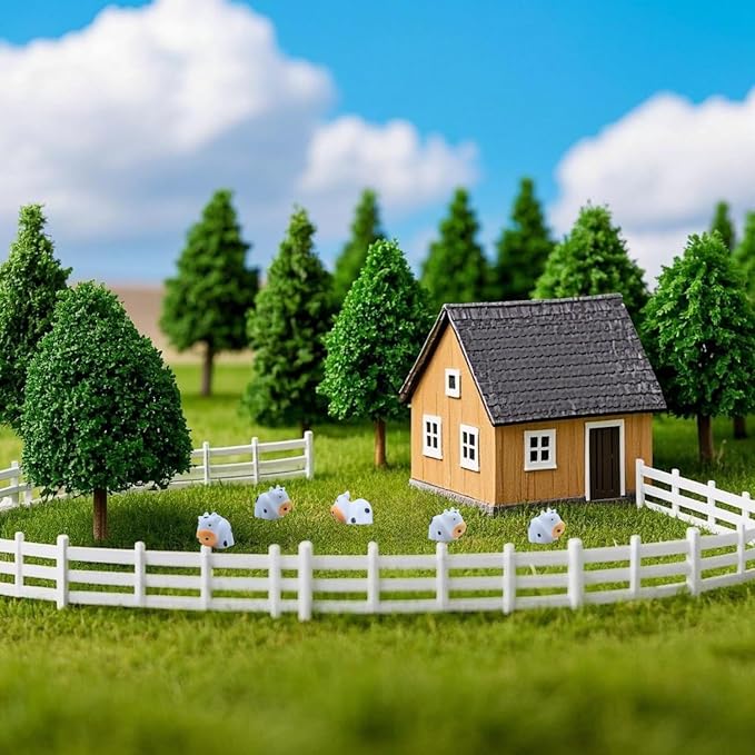 DoubleWood Mini Cow Figurines Set, 90 Pieces, Resin Mini Animals Decorations for Fairy Gardens and Miniature Landscapes (90, White)