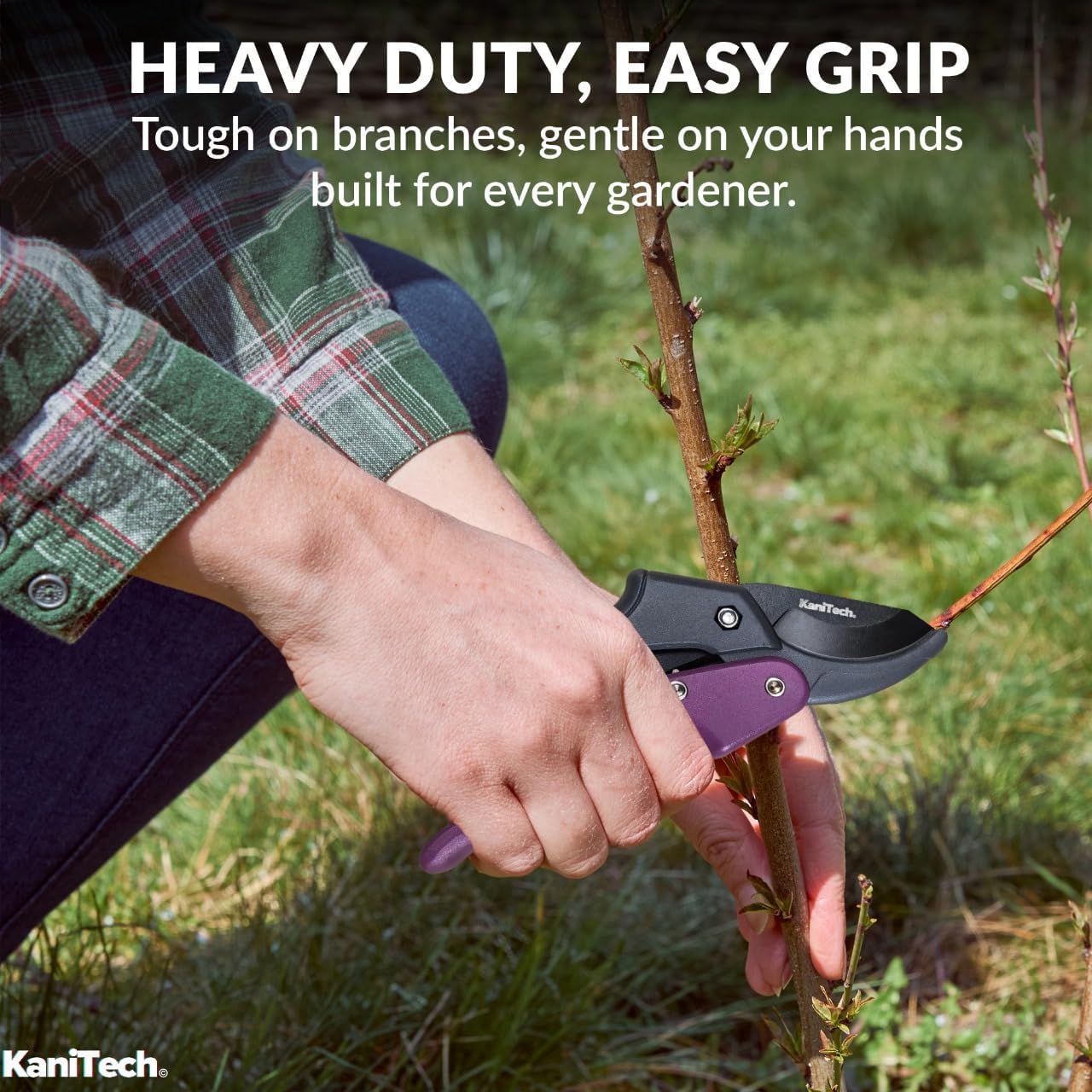 Pruning Shears for Gardening with Gloves - Heavy Duty Garden Shears, Aluminum Hand Pruners with TPR Grip Handle, 8 inch 3.55mm Thick Blade - for Branches, Flowers & Plants (Purple)