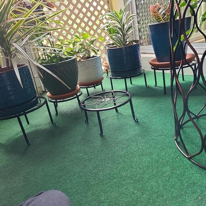 5 Pack Metal Plant Stands for Multiple Plant,Heavy Duty Flower Pot Stands for Outdoor Indoor Plants,Rustproof Iron Round Pot Shelf for Planter