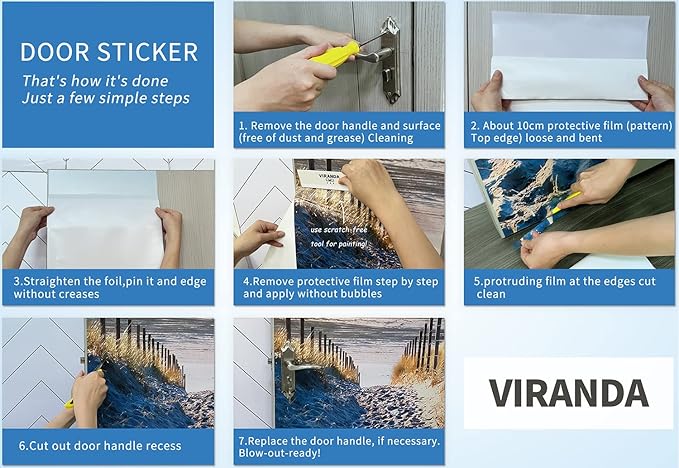 3D Peel & Stick Murals - Wooden Door Wallpaper - Self-Adhesive, Removable PVC, Waterproof - Bedroom/Living Room Decor - 34.6 x 78.7 inch