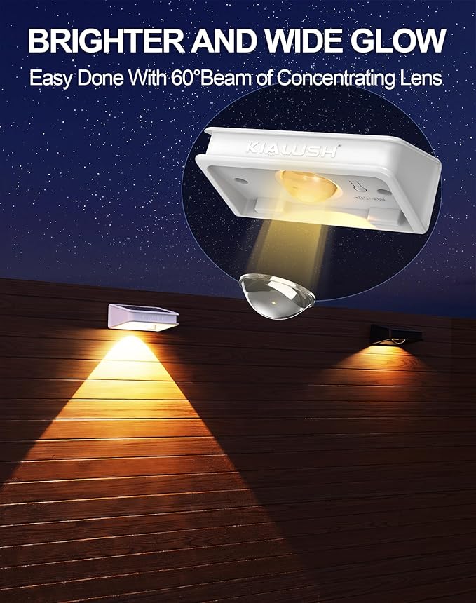 Solar Fence Lights 10 Pack, 9 Color Modes Outdoor Bulb Waterproof Led IP65, Solar Outdoor Lights for Backyard/Railing/Step/Wall/Patio/Yard (White)