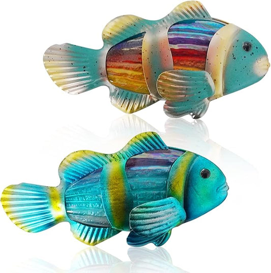 LIFFY Metal Fish Wall Decor - Outdoor Metal Wall Art - Coastal Wall Decor - Hanging Decoration for Garden, Fence, Living Room, Bedroom | Wall Art (11.8", 2 pcs)