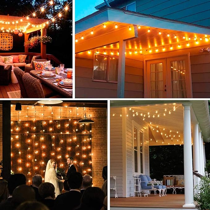 2-Pack 18Ft Outdoor Patio String Lights,UL Listed Commercial Light String with 20+2 Plastic G40 LED Clear Globe Bulbs,Decoration for Patio Backyard Cafe Porch Garden Bistro Party Wedding