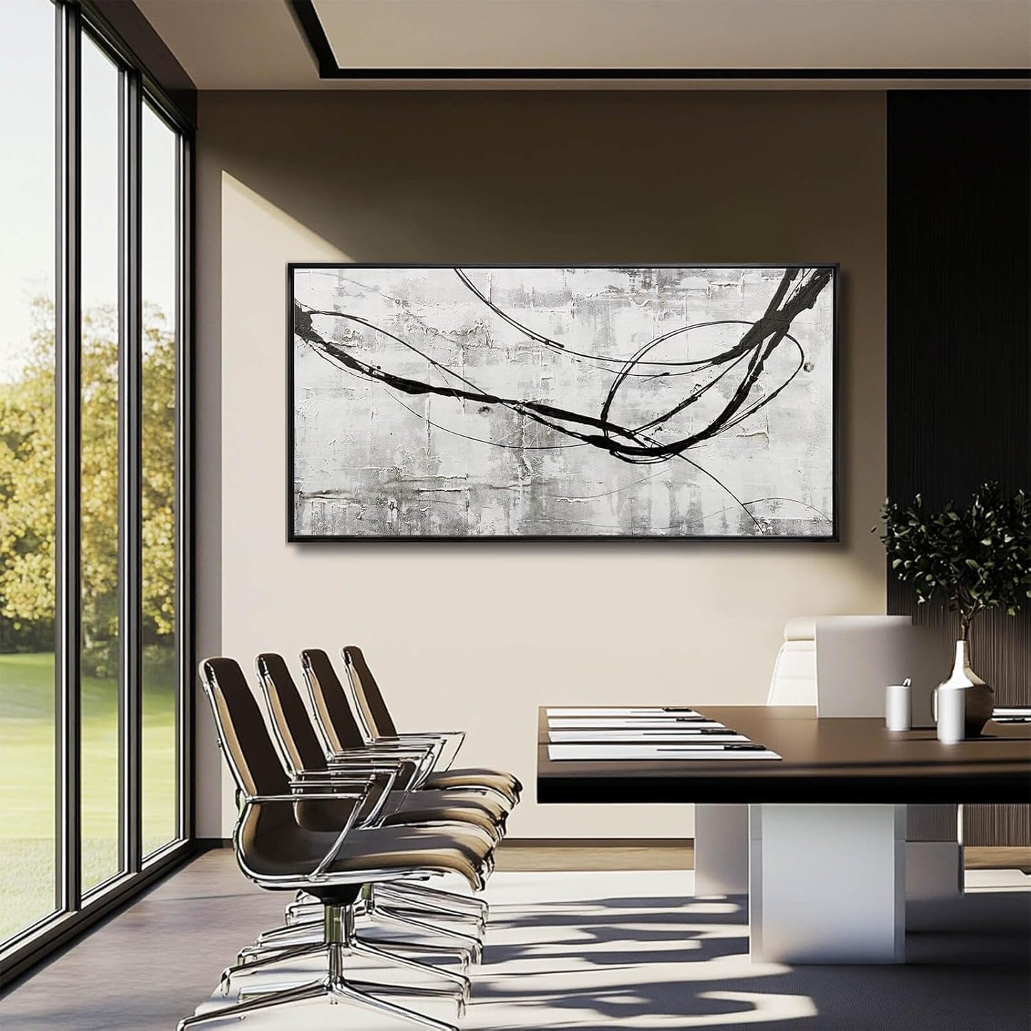 XIANSHOU Gray Home Wall Decor Art Frames for Wall Minimalist Wall Artwork 24"x48" Large Abstract Canvas Wall Art Kitchen Wall Pictures Office Poster