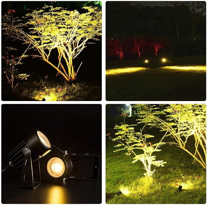 T-SUN Solar Spotlights 2W Outdoor LED Landscape Spot Light, 2-in-1 Waterproof Solar Powered Wall Lights Auto ON/Off with Dual Headlamp for Garden, Yard, Pathway(Warm White)