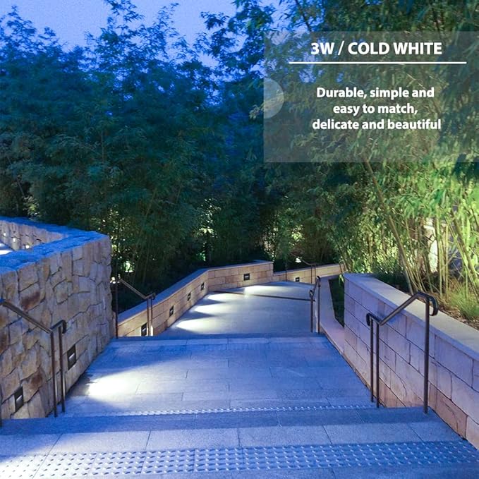 4Pack 3W LED Recessed Light 85-230V Step Lights Cool White 6000K IP65 Waterproof Wall Light Staircase Light lamp, Inside Outside Garden Balcony Corridor, Aluminum, 120V,Black