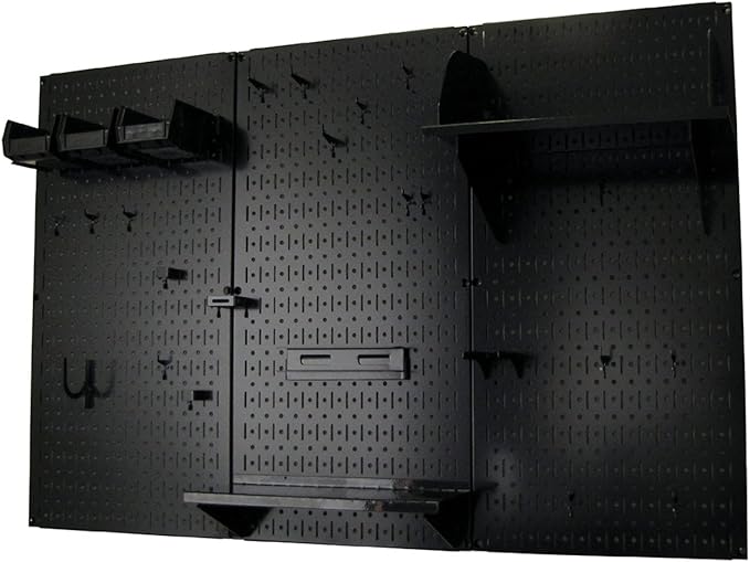 Wall Control Pegboard Organizer 4 ft. Metal Pegboard Standard Tool Storage Kit with Black Toolboard and Black Accessories