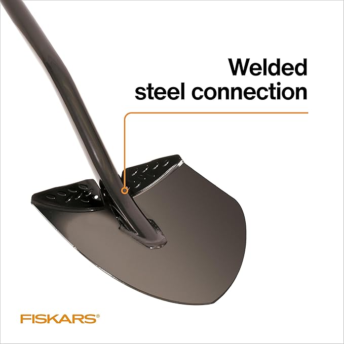 Fiskars D-Handle Digging Shovel - Heavy Duty Gardening Tool with 46" Straight D-Handle - Lawn and Yard Tools - Black/Orange