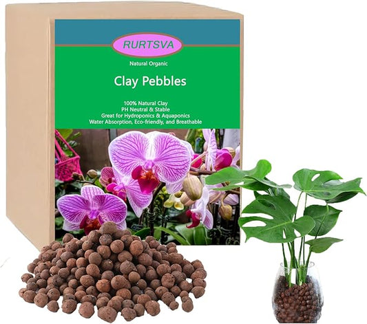 Natural Leca Clay Pebbles, 15LBS 8mm-18mm Expanded Organic Balls Plants Grow Media Gardening Soil for Hydroponics, Drainage, Decoration, Aquaponics