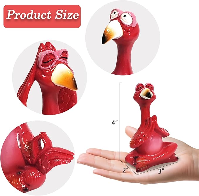 4-Inch Mini Yoga Flamingo Set – Resin Flamingo Statues for Home and Garden Decor – Fun Hawaii-Inspired Flamingo Gift for Women, Friends, and Family