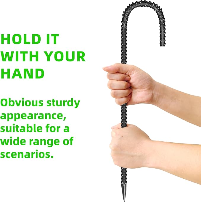 10 Pieces 16-Inch Garden Ground Stakes Galvanized Steel J Shape Hook Rebar Stake - Heavy DutyAnchors for Tents, Position Kits,Fences, and Trampolines