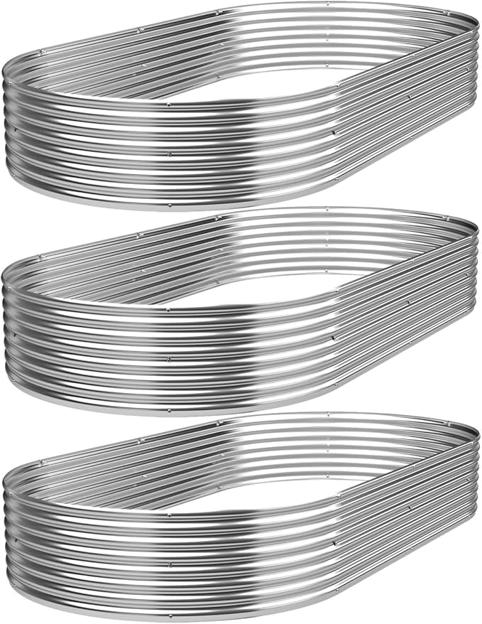 3 Pack 6x3FT Galvanized Raised Garden Bed Outdoor,Metal Garden Bed for Vegetables,Steel Raised Beds for Gardening,Above Ground Garden Box for Flower-QIA