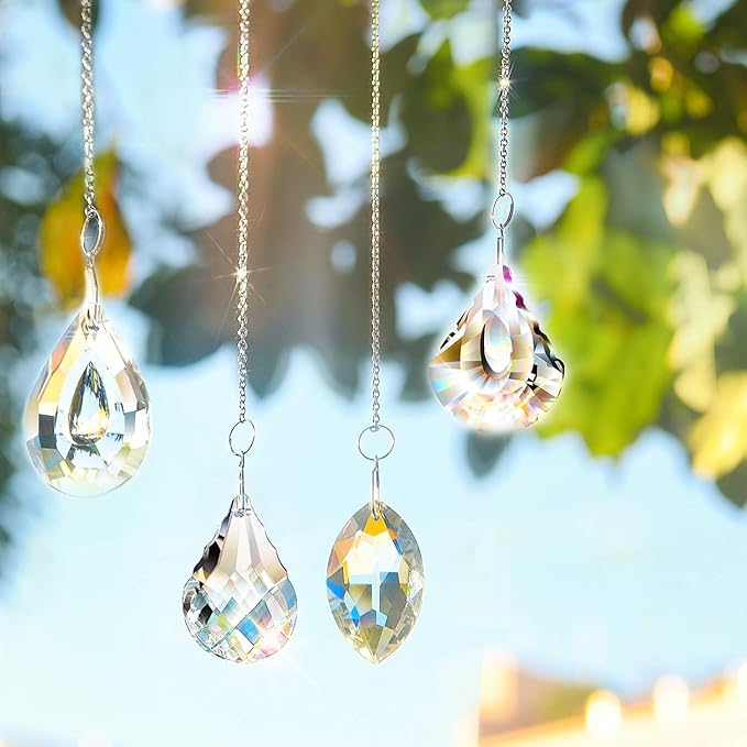 MerryNine 20Pack Crystal Ball 0.8"/20mm Prism Sun Shine Catcher Rainbow Pendants Maker, Hanging Crystals Prisms for Windows, for Feng Shui, for Gift (10pcs-16inches-PendantChains)