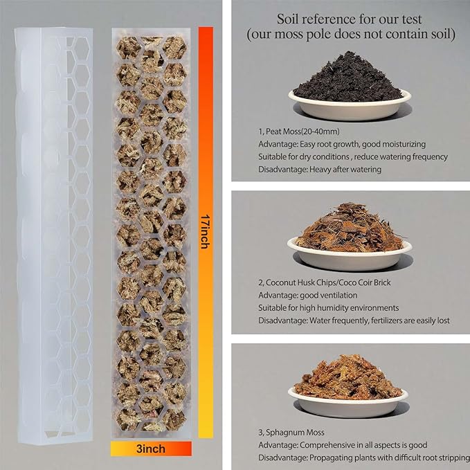 Plastic Moss Pole 4 Pcs Plant Stakes Extending to 62 Inch for Training Indoor Climbing Plants Such as Monstera to Grow Upwards-Use Plant Support Poles Work with Sphagnum Moss or Other soils