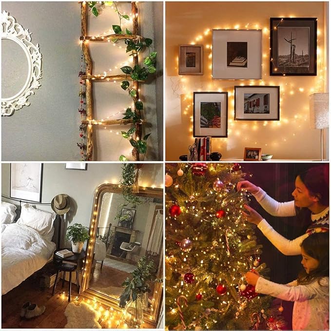 2 Pack 33ft 100 LED Solar Fairy String Lights(Warm White+Cool White+Multicolor)