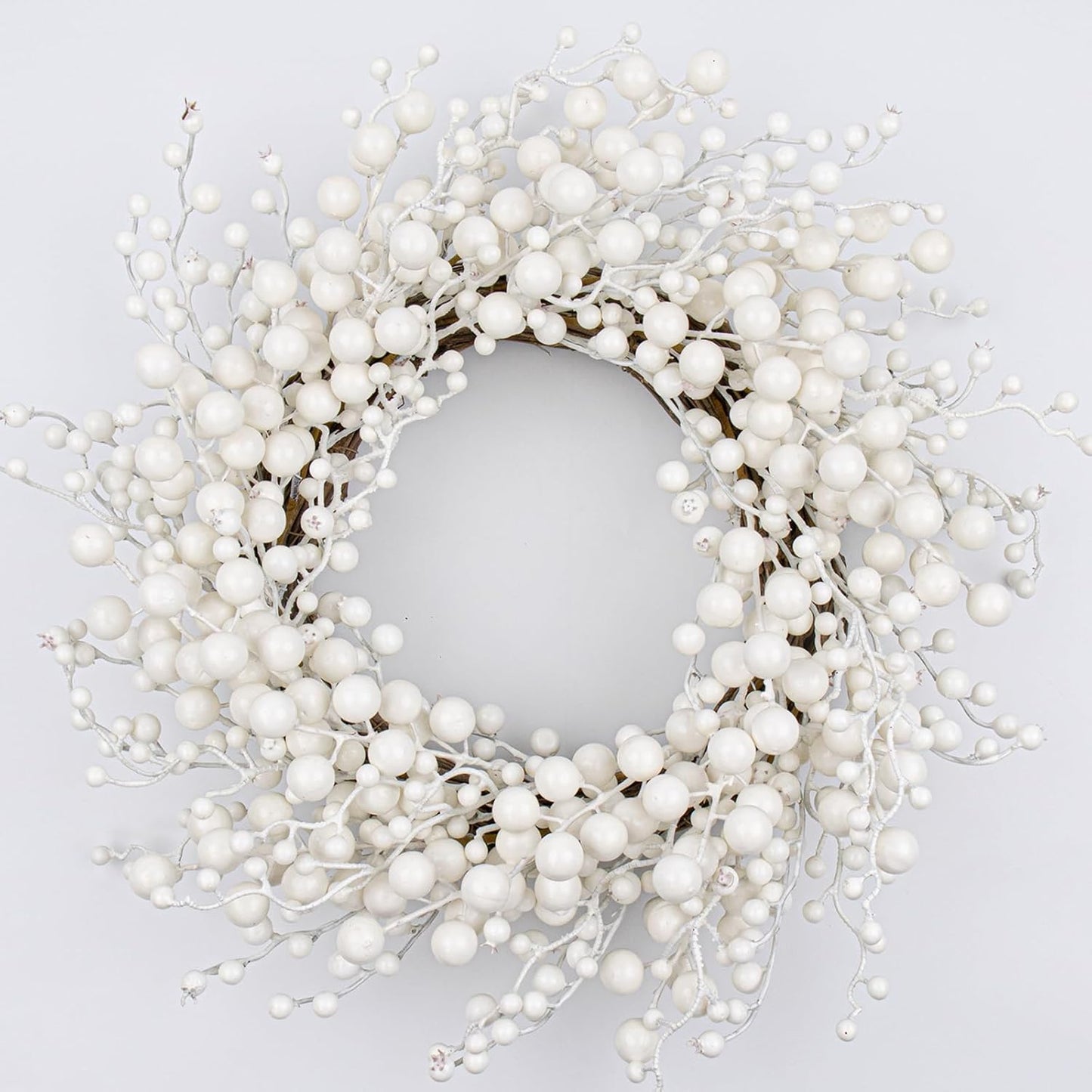 VioletEverGarden White Wreath 20 Inch Winter Wreaths for Front Door Artificial White Berry Wreath for Winter Christmas Hoilday Party Wall Window Decorations