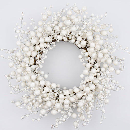 VioletEverGarden White Wreath 20 Inch Winter Wreaths for Front Door Artificial White Berry Wreath for Winter Christmas Hoilday Party Wall Window Decorations