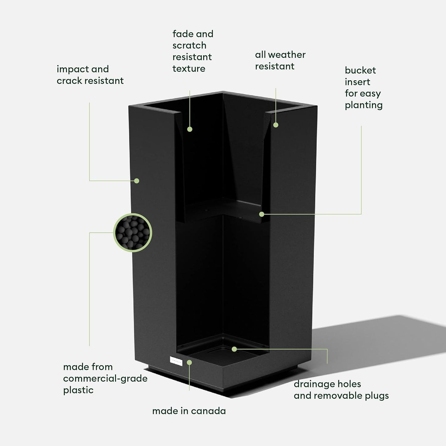 Veradek Block Series Pedestal Planter - Tall Planter for Indoor or Outdoor Front Porch | All-Weather Use with Removable Insert Bucket | Modern Décor for Flowers, Tall Trees, Faux Plants