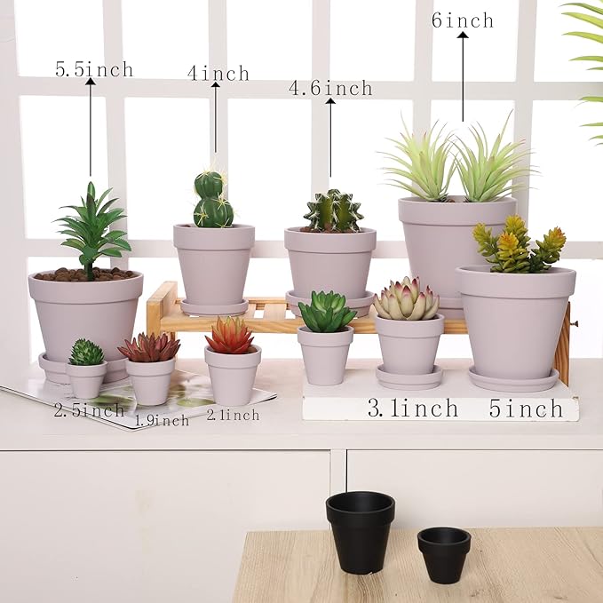 Terra Cotta Pots with Saucer- 6-Pack Large Terracotta Pot Clay Pots 5.5'' Clay Ceramic Pottery Planter Cactus Flower Pots Succulent Pot with Drainage Hole- for Plants,Crafts terra cotta planter(Pink)