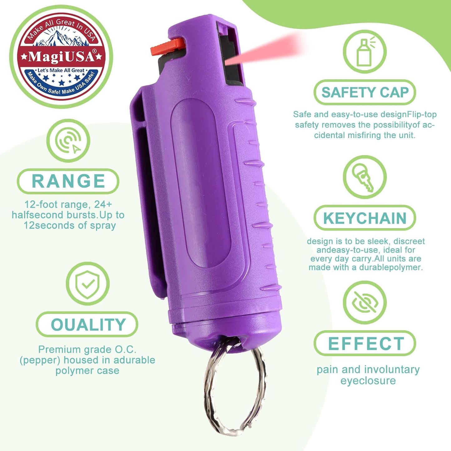 Multi Pack MagiUSA OC Pepper Spray Keychain Value Sets for Women Men 6 Pack or 8 Pack Self Defense Gel Kits Quick Release Compact Portable Personal Safety Tools Ideal Gift