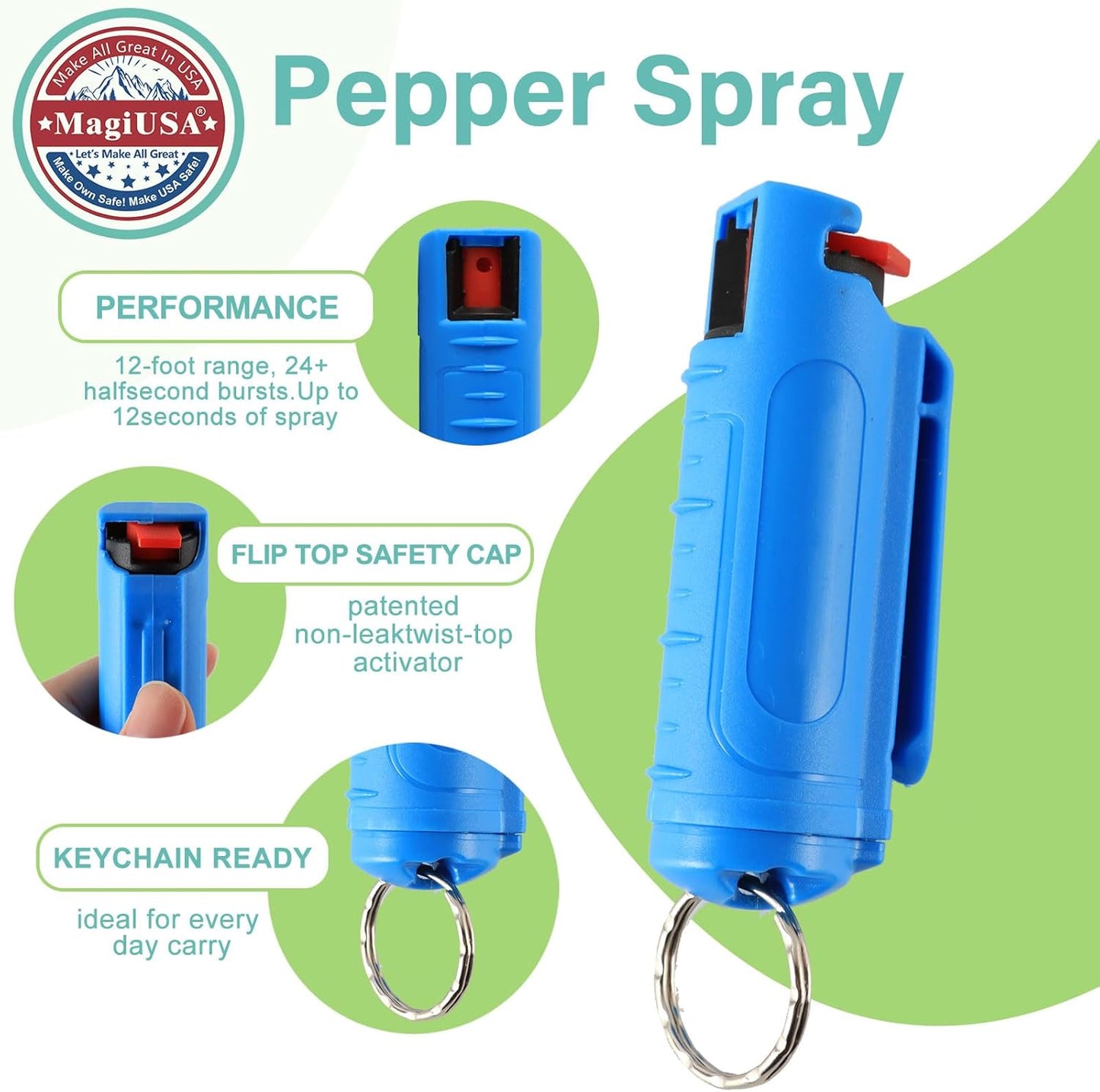 Multi Pack MagiUSA OC Pepper Spray Keychain Value Sets for Women Men 6 Pack or 8 Pack Self Defense Gel Kits Quick Release Compact Portable Personal Safety Tools Ideal Gift