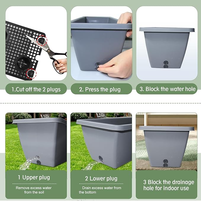 6 Pcs 24 inch Window Box Planter, Large Rectangular Flower Planter Boxes with Shelf Insert Plastic for Indoor and Outdoor Garden, Balcony Home Decor (6, 24 inch)