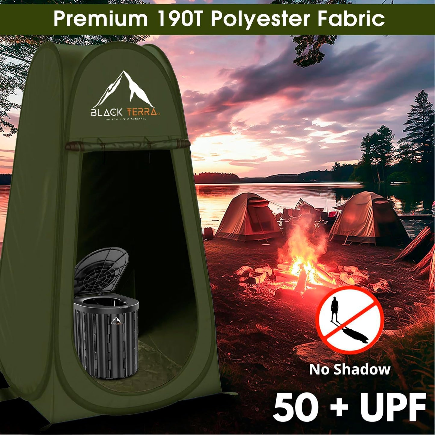 BlackTerra Portable Toilet for Adults - Portable Toilet for Camping Privacy Outdoor Bathroom Tent XL Portable Toilet Set for Adults