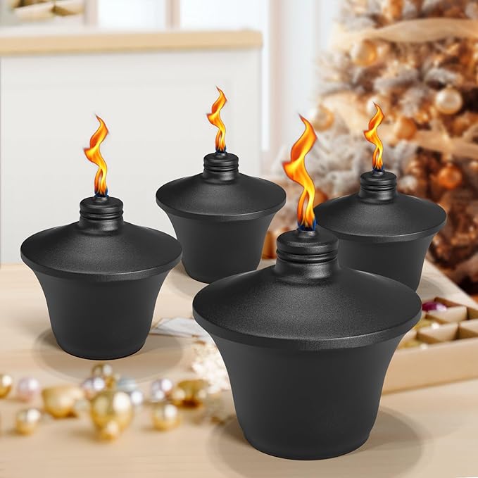 6-Pack Citronella Tabletop Torches, 14.5 oz Table Top Torches for Outdoor, Metal Oil Burner Candles, Garden Torches with Fiberglass Wick for Yard, Patio, Deck, Garden, Party, Landscape