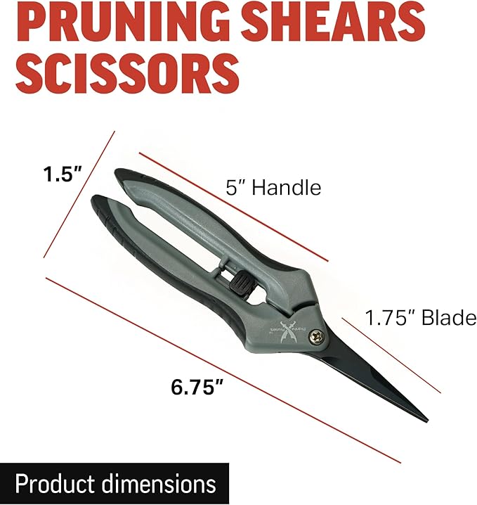 Piranha Pruner Trimming Scissors Garden Shears, Plant Trimmers, Gardening Hand Tools, Curved Fluorine Coated Blade