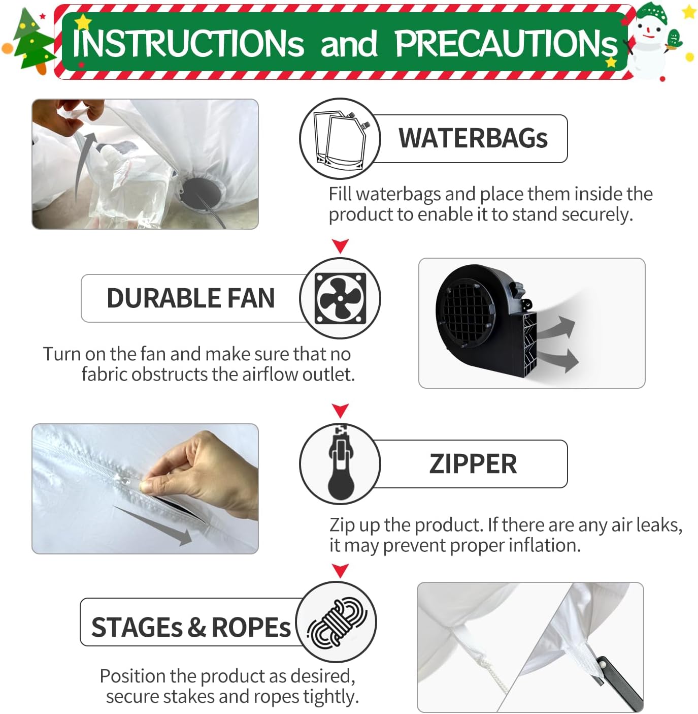 DomKom 7FT Christmas Inflatable Blow Up Decorations, Santa Claus Farm Scene with Highland Cow, Clydesdale Horse, Donkey, Rooster and Pig, Built-in LEDs for Party, Garden, Lawn, Yard, Patio Décor