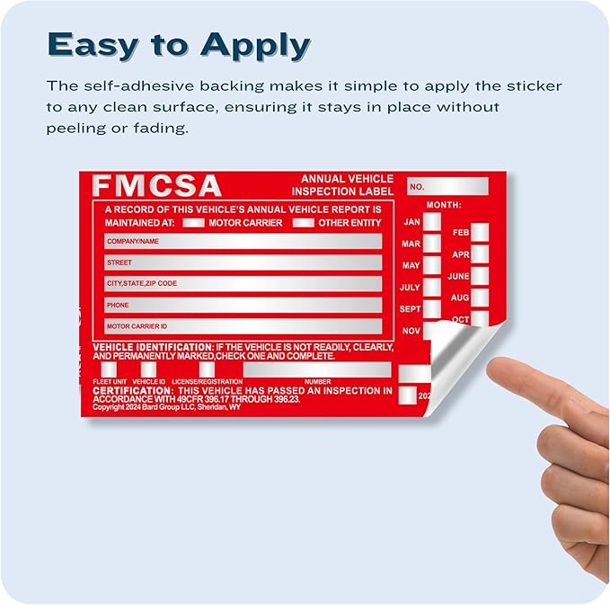 40-Pack DOT Compliant Aluminum Annual Vehicle Inspection Label – Red FMCSA Label with Punch Boxes