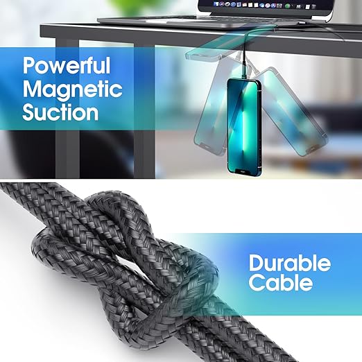 Magnetic Charging Cable, 540° Rotating Magnetic Phone Charger [6-Pack, 3ft/3ft/3ft/6ft/6ft/10ft] 3 in 1 Magnetic Charger Cable Nylon Braided Magnetic USB Cable for iProduct/Micro USB/Type C Device