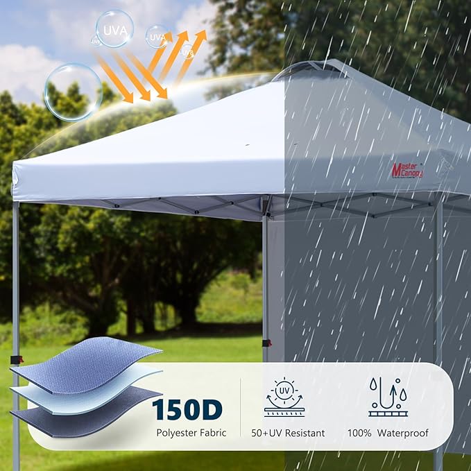 MASTERCANOPY Durable Pop-up Canopy Tent with 1 Sidewall (8'x8',White)