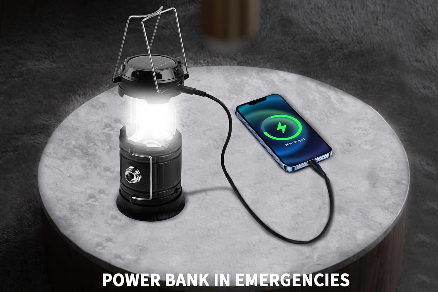 KunHe 5-Pack 1800mAh Collapsible Portable LED Camping Lantern Lightweight Waterproof USB Rechargeable LED Flashlight Kits for Indoor Outdoor Home Emergency Light Power Hiking