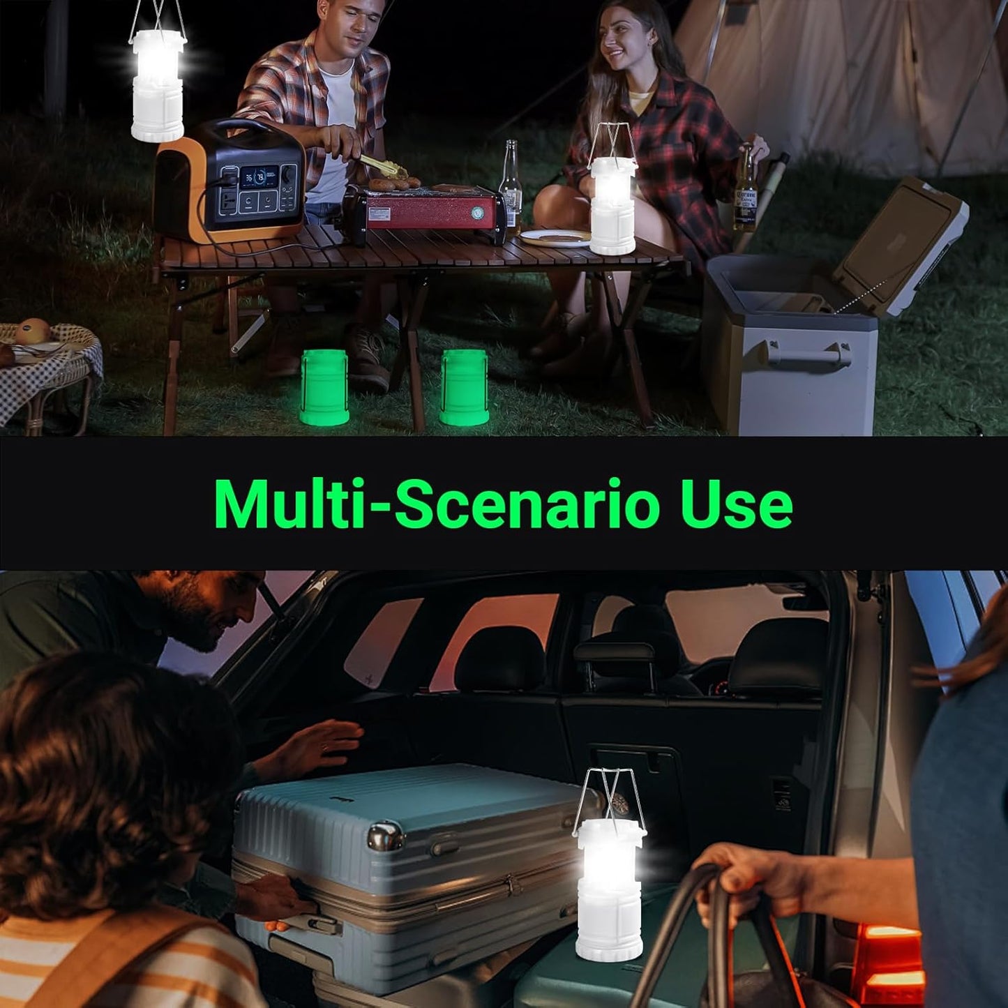 KUNHE LED 60 Pack Glow-in-The-Dark Camping Lanterns Battery Powered (Includes 180 AA Alkaline Batteries) 350 Lumens IPX4 Water Resistant Lanterns for Power Outages Emergency Hurricane Storms