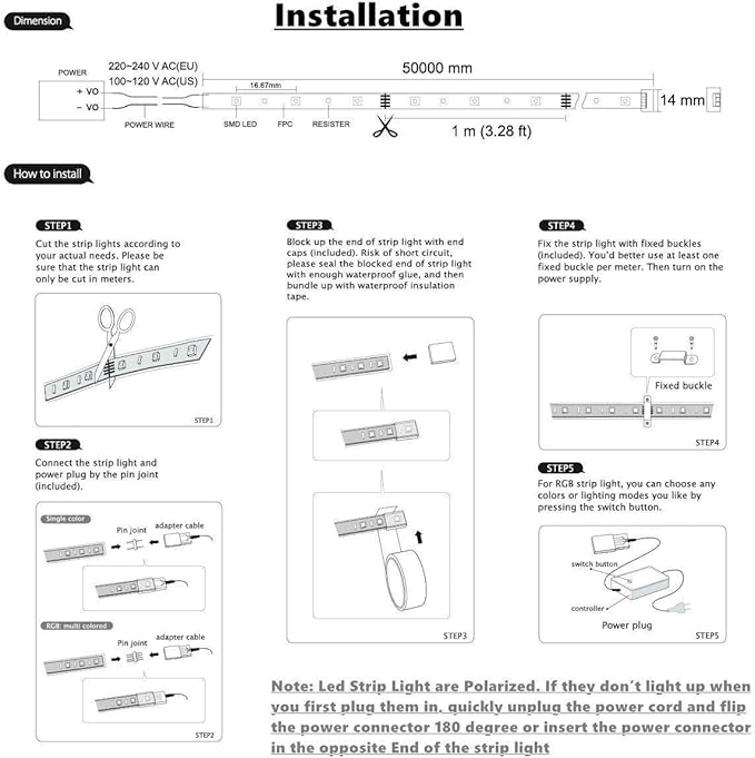 5050-60 Type AC 110-120V LED Strip Lights, Flexible/Waterproof/Dimmable/Multi-Modes LED Rope Light + 23 Keys Remote for Home/Garden/Building Decoration (65.6ft/20m, Natural White 4000K)