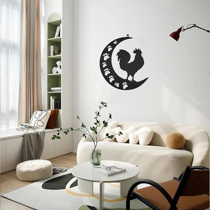 Rooster Metal Wall Art Outdoor Decor-12 Farmhouse Wall Decor Animal Cock Wall Hanging Decor Silhouette Wall Art for Farmhouse Kitchen Home Garden Wall Decoration
