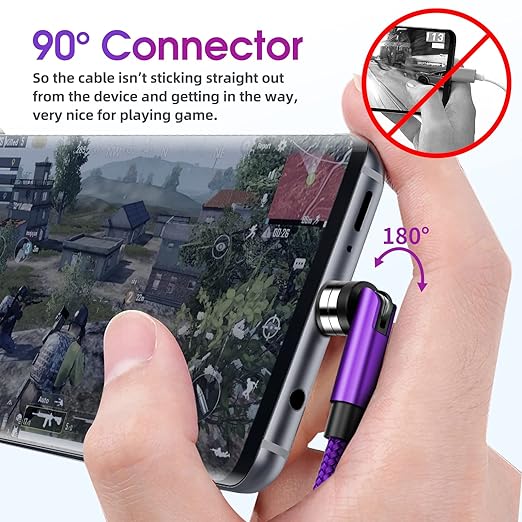 Magnetic Charging Cable 540° Rotating Magnetic Phone Charger [6-Pack, 3ft/3ft/3ft/6ft/6ft/10ft] 3 in 1 Magnetic Charger Cable Nylon Braided Magnetic USB Cable for i-P/Micro USB/Type C Device-Purple