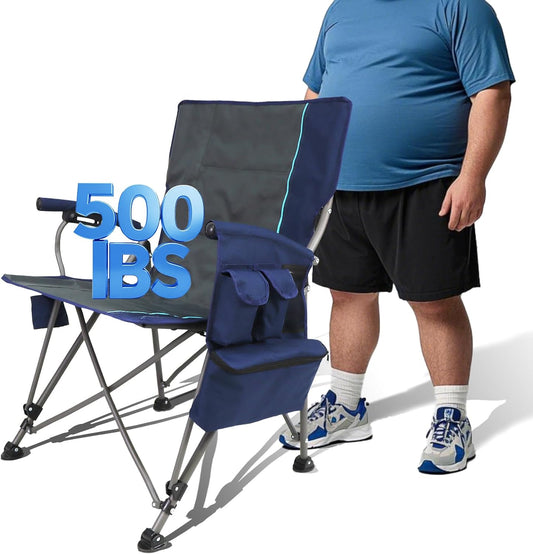 Heated Camping Chairs Adults Folding: Oversized Foldable Outdoor Chair for Outsides with Cup Holder – Heavy Duty Heating Portable Chair Sports Fishing Soccer Lawn Camping Furniture (Blue, Oversized)