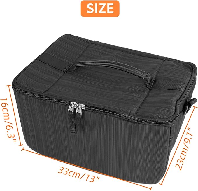 Partition Camera Inserts, DSLR Camera Lens Case Photography with Dividers, Portable Nylon Camera Case for DSLR SLR Cameras(Black)