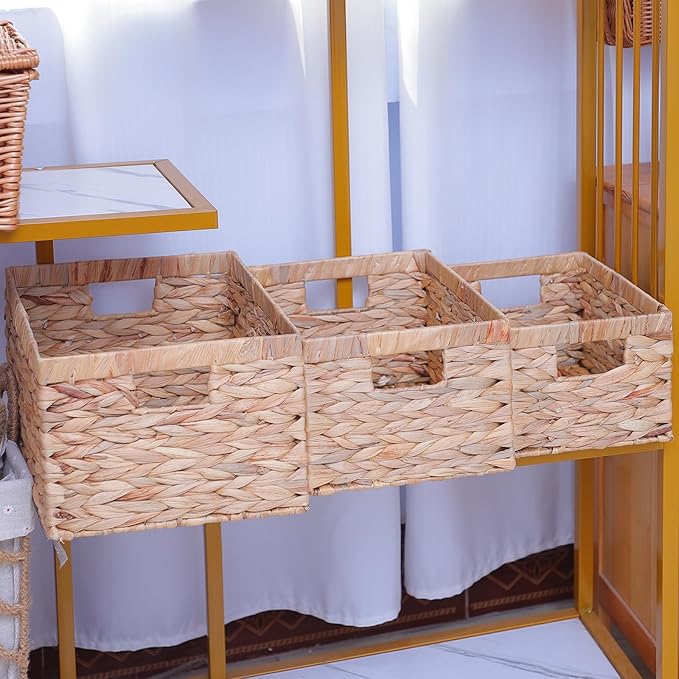 Storage Container, Natural Water Hyacinth Storage Bins Rectangular Basket,Arts and Crafts.