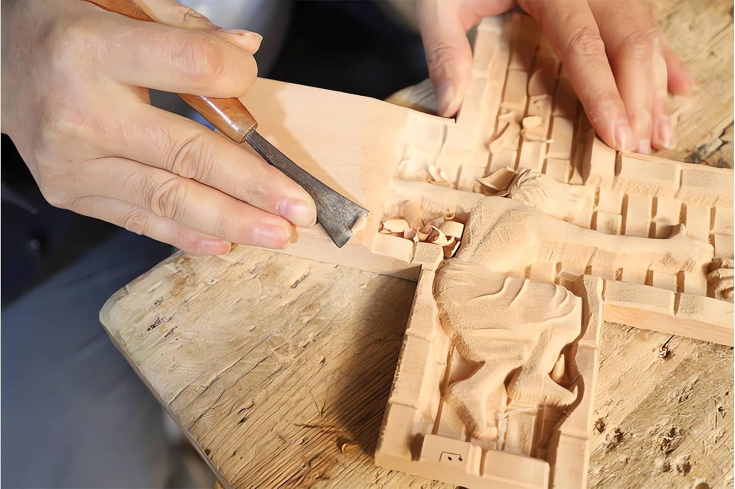 Crucifix Wall Cross for Home Decor, Handmade Religious Wood Cross for Hanging Wall Or Table, Catholic Christian Gifts for Church Home Room Christmas Décor with Blessed, Symbol of Redemption, 10 in