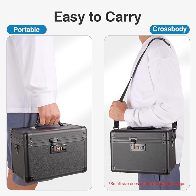 Combination Lock Box - 15.1x9.4x8.7 Inch - Security Lock Boxes for Medicine, Locking Storage Box for Personal Items Passports and Documents, Lockable Lockbox for Office Business, Black