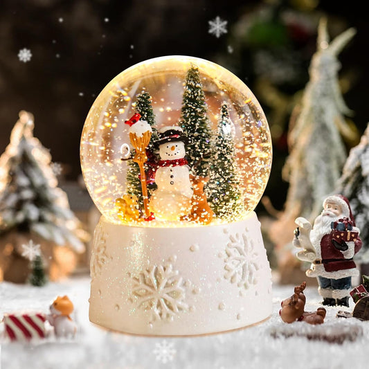 MUMTOP Christmas Snow Globes - Musical Snow Globe Music Box, Snowman White Snowglobe Color Changing LED Lights Birthday Gift Decor for Kids Girls and Adults
