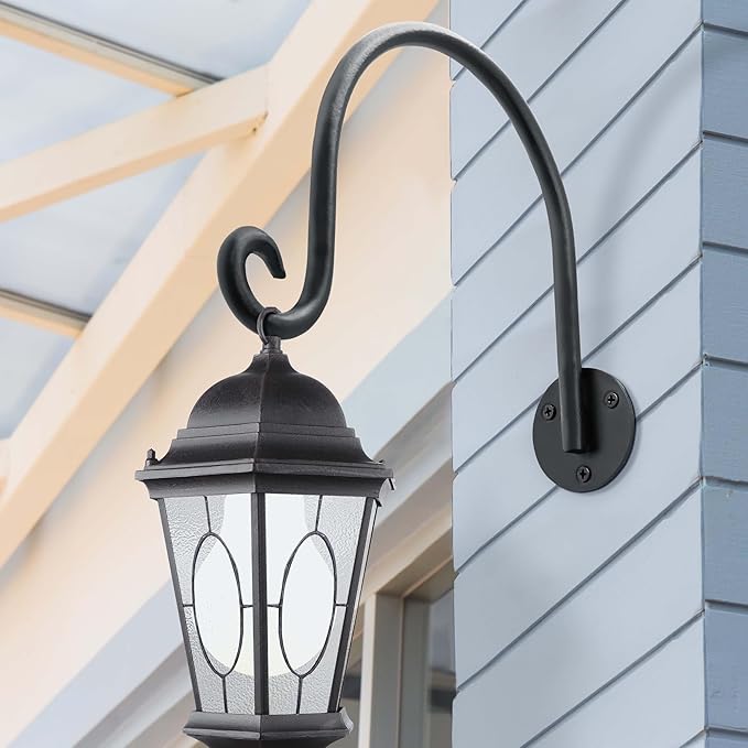 AJART Hanging Plant Hanger Outdoor: Bird Feeder Wall Hooks - 8 Inch Plant Bracket Hook for Hanging Flower Baskets 4 Pieces