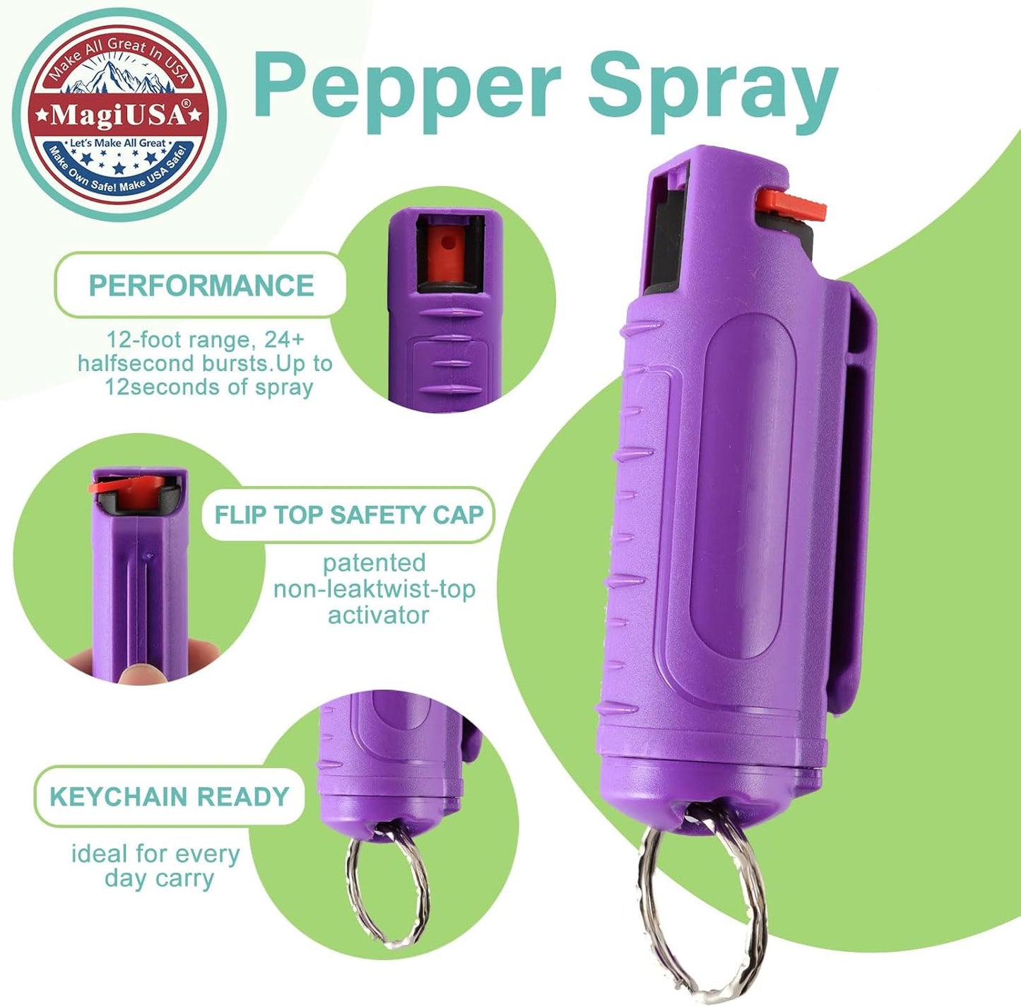 Multi Pack MagiUSA OC Pepper Spray Keychain Value Sets for Women Men 6 Pack or 8 Pack Self Defense Gel Kits Quick Release Compact Portable Personal Safety Tools Ideal Gift