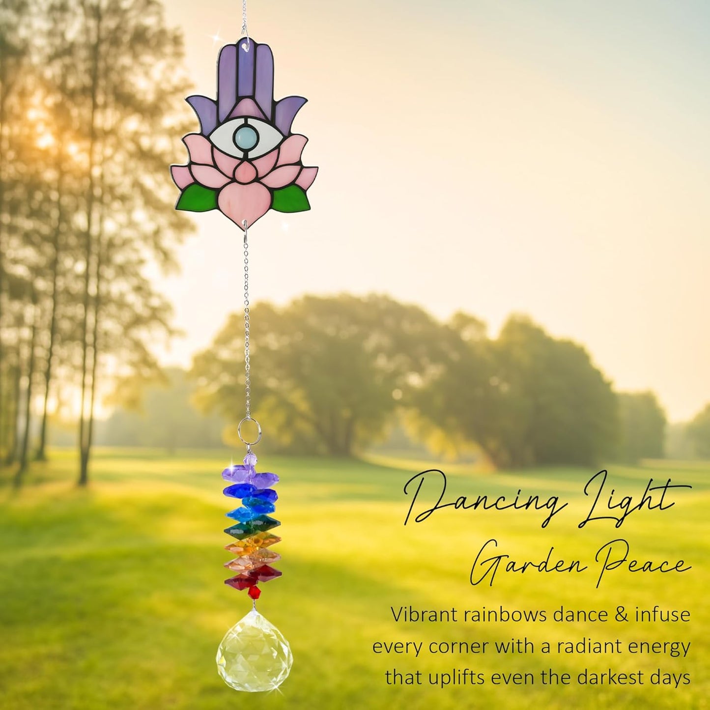 1 Layered Ornament Suncatcher - Hamsa Hand - Spiritual Protection Gift - Hand of Fatima Keepsake - Christmas Birthday Presents for Women, Men - Boho Home Decoration - Protection Hanging Decor