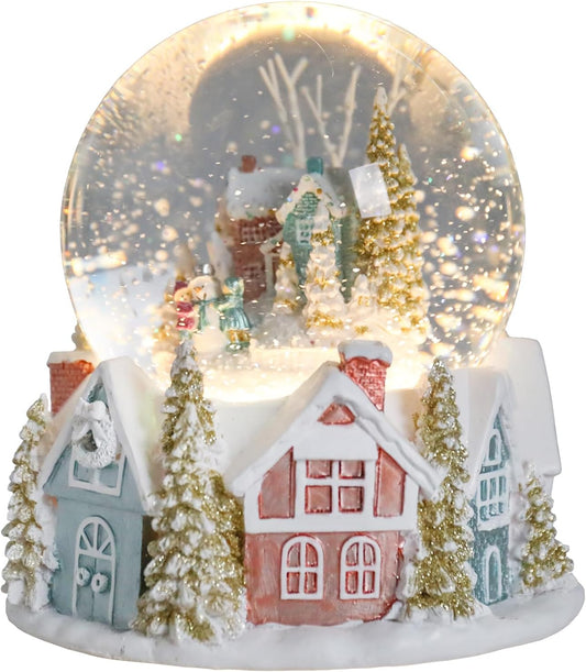 DREAM GARDEN Christmas Snow Globes for Kids, Snow Mountain Cottage Musical Snowglobe