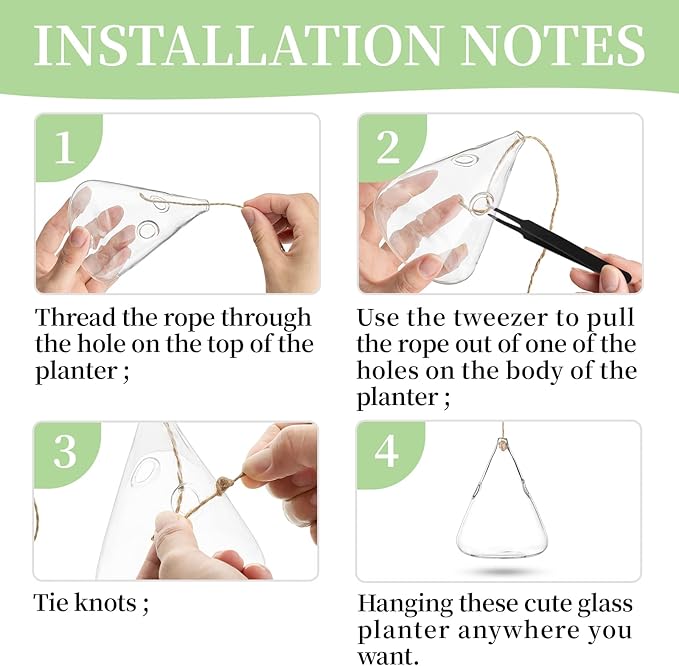 Glasseam Hanging Planters Glass Terrarium: 5Pcs Modern Plant Propagation Stations Hydroponic Wall Vases for Air Plants Flowers Indoor Window Home Decor