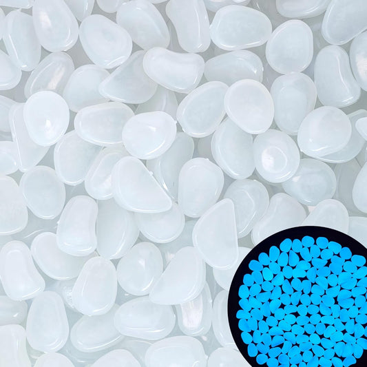 1.4LB 25-27mm White Glowing Pebbles Luminous Stones Glow in The Dark Decorative Stones for Walkways Driveway Yard Grass Fish Tank Plant Pots